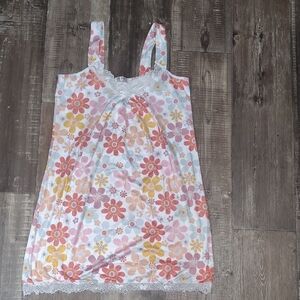 Floral Lace-Trim Pajama Dress